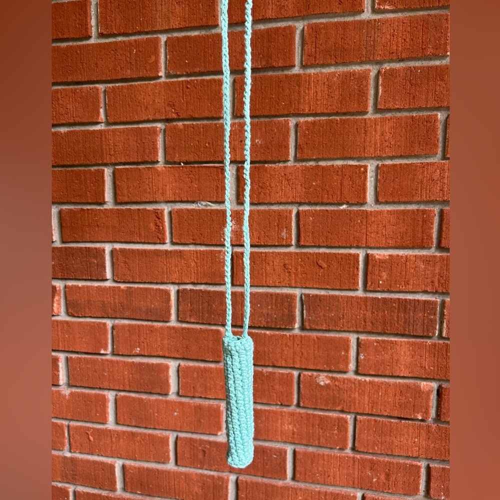 Handmade Light Teal Cotton Crochet Lanyard Carrying Case